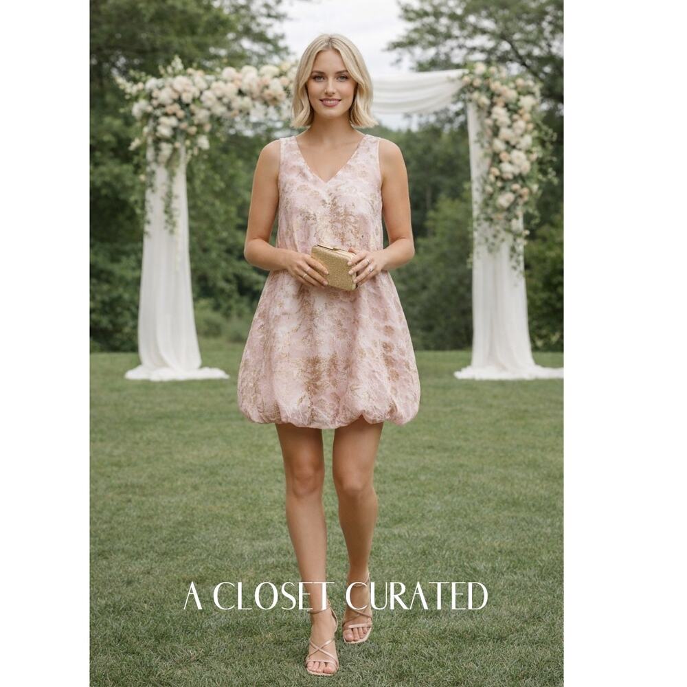 Giles Sleeveless Bubble Mini Dress Medium Pink NEW